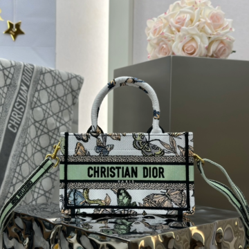 디올 미니 북 토트백 화이트 멀티컬러 멕시코