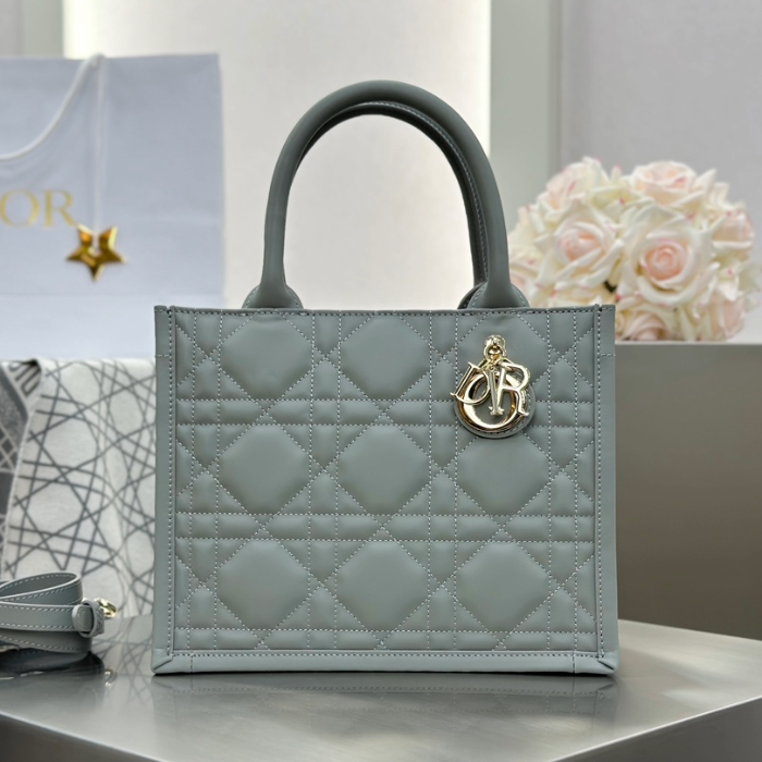 디올 스몰 북 토트백 매크로까나쥬 그레이