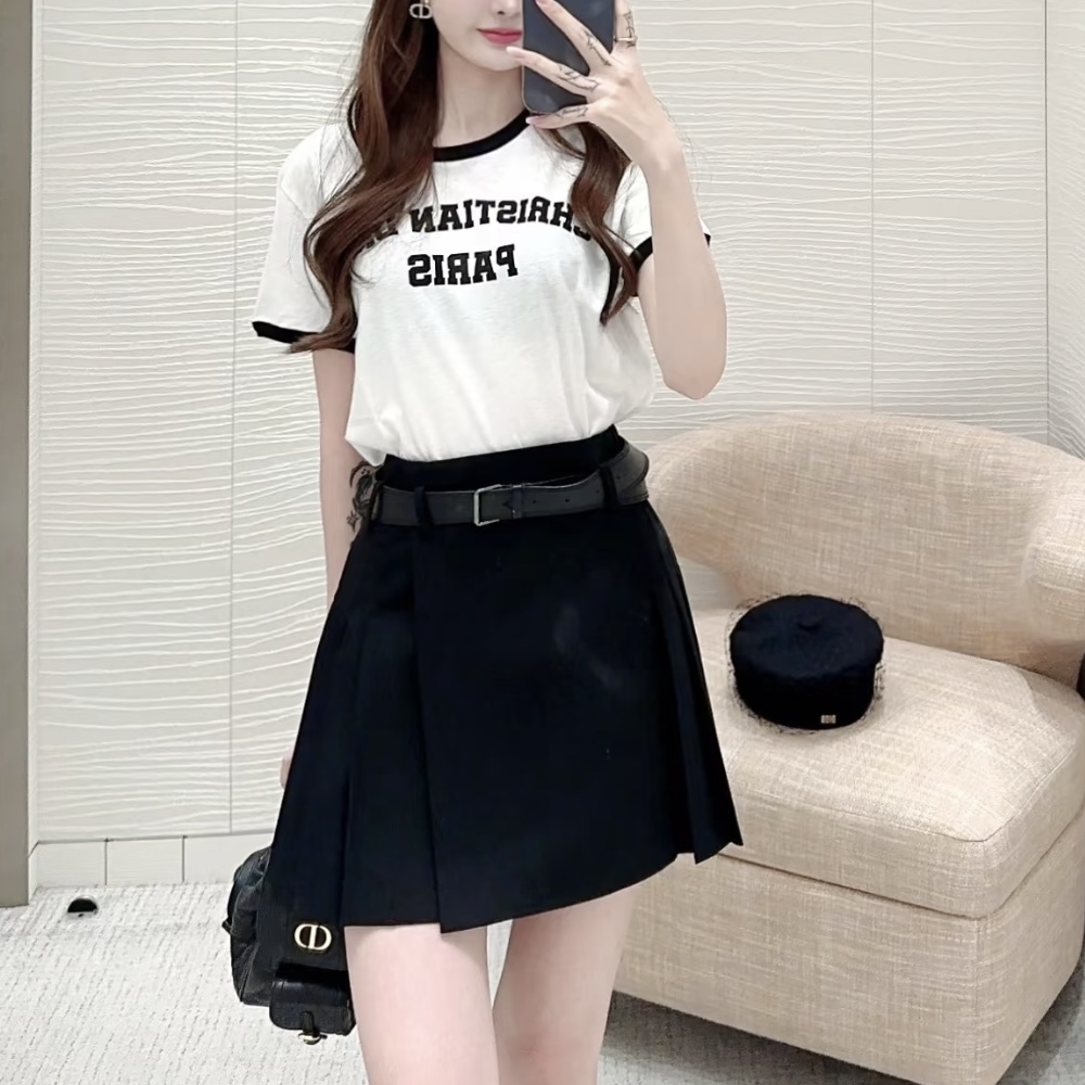 올 Paris 로고 코튼 린넨 저지 반팔 티셔츠