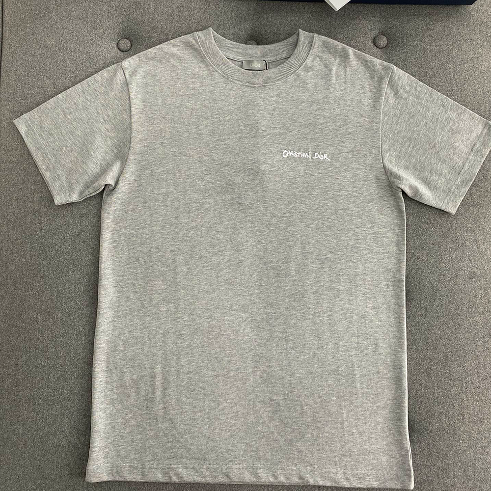디올 스몰 자수로고 반팔 티셔츠 그레이
