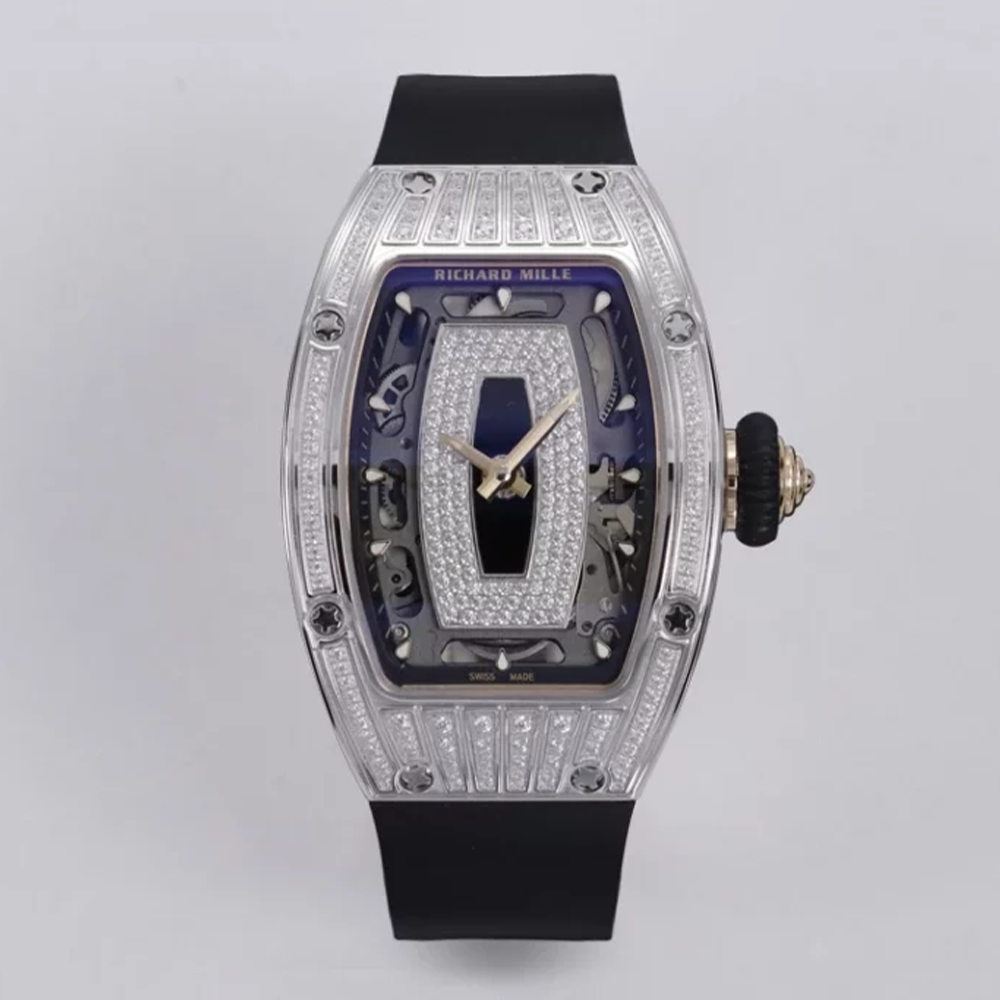 ZF공장 리차드밀 RM07-01 화이트 골드 다이아 세팅 블랙 러버밴드