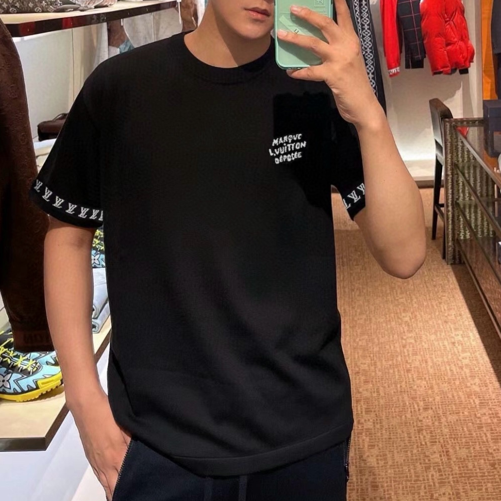 루이비통 쇼트 슬리브드 코튼 크루넥 블랙