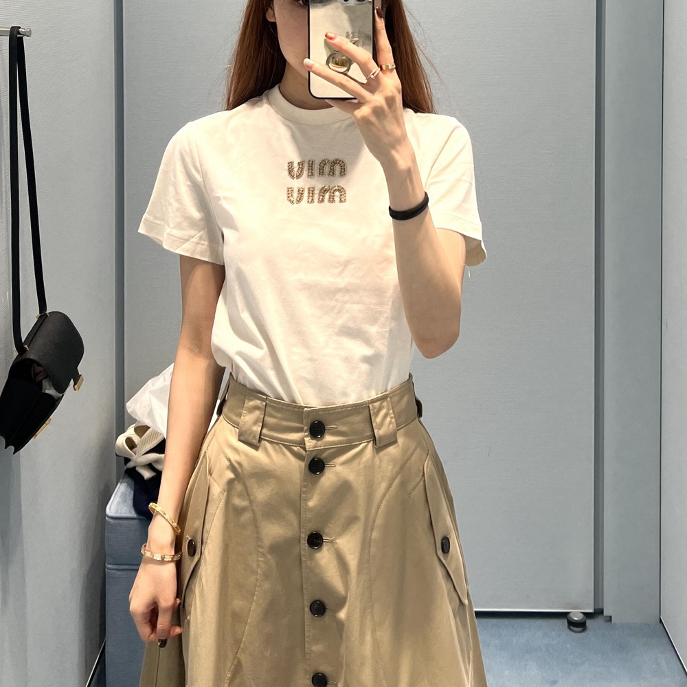 미우미우 저지 티셔츠 내츄럴