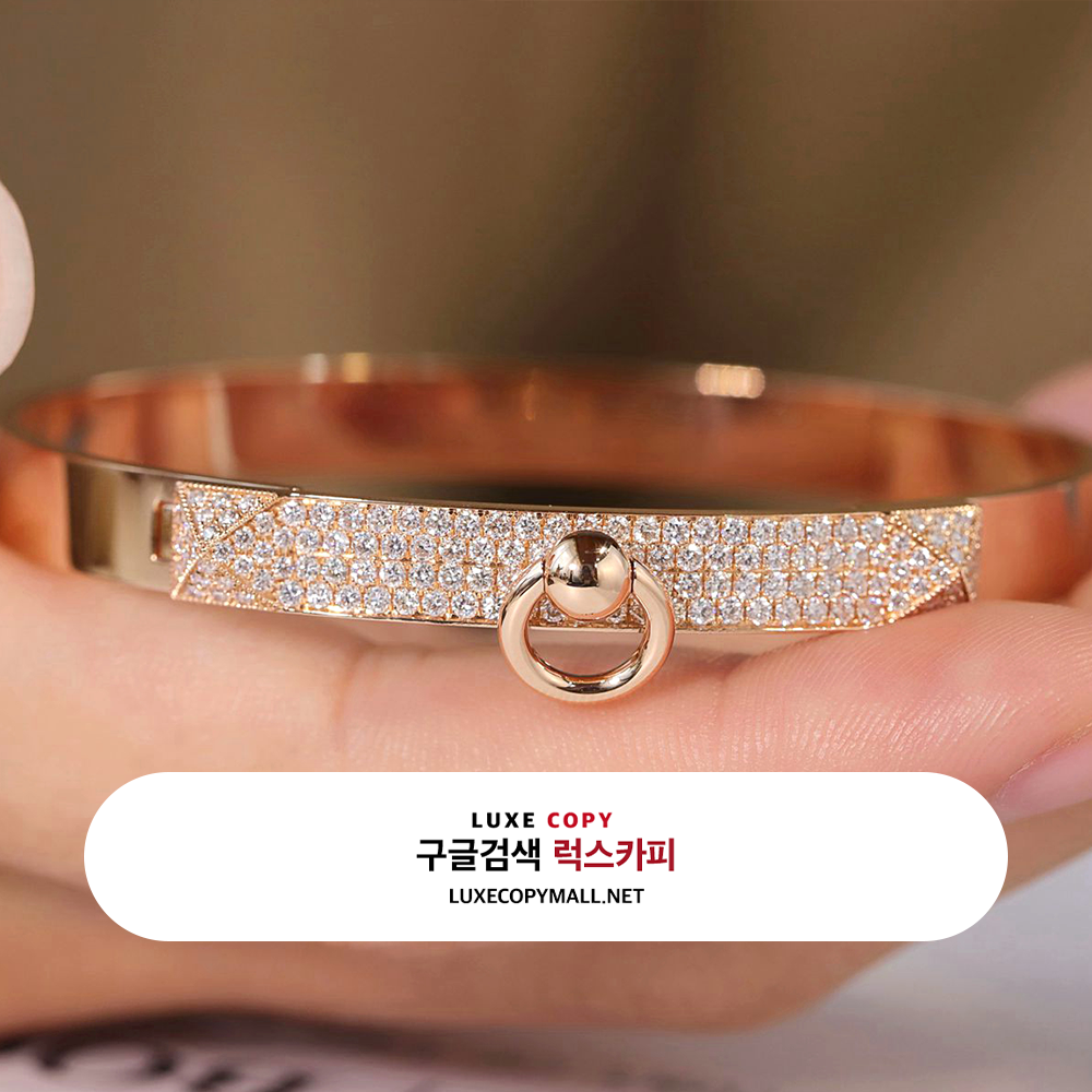 에르메스 CDC 메도르 다이아몬드 세미 파베 브레이슬릿 18K 로즈 골드