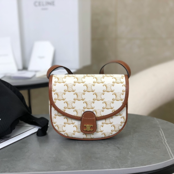 셀린느 미니 베사체 트리옹프 캔버스백 화이트 탄 196702