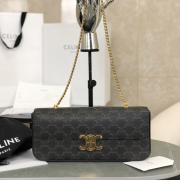 셀린느 레더 트리오페 플랩 체인백 탄 197412