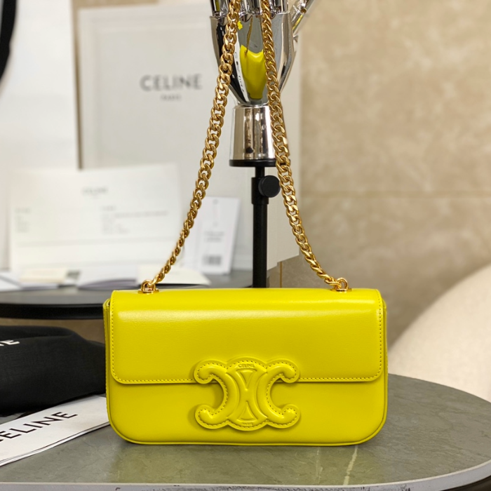 셀린느 퀴르 트리오페 플랩 체인 숄더백 라임 199243