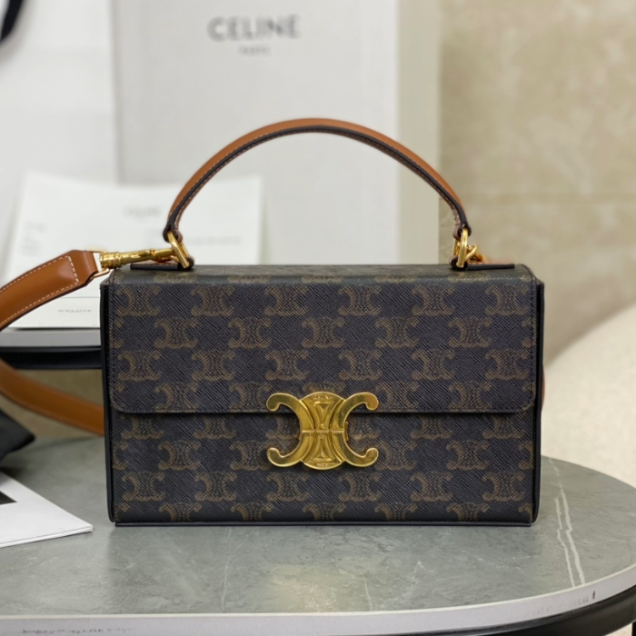 셀린느 트리오페 캔버스 박스백 블랙 탄 199992