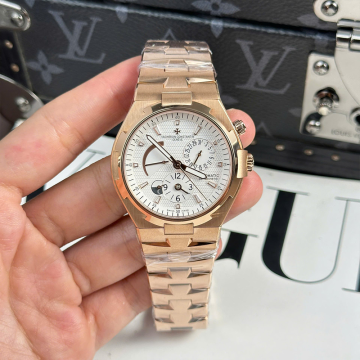 9F공장 바쉐론 콘스탄틴 오버시즈 듀얼타임 화이트 다이얼 42mm 로즈골드 금통 47450