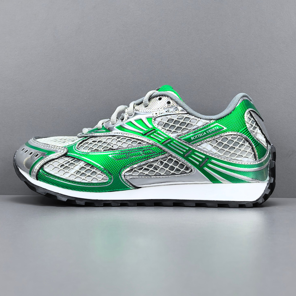 보테가베네타 오르빗 나일론 로우탑 스니커즈 실버 그린