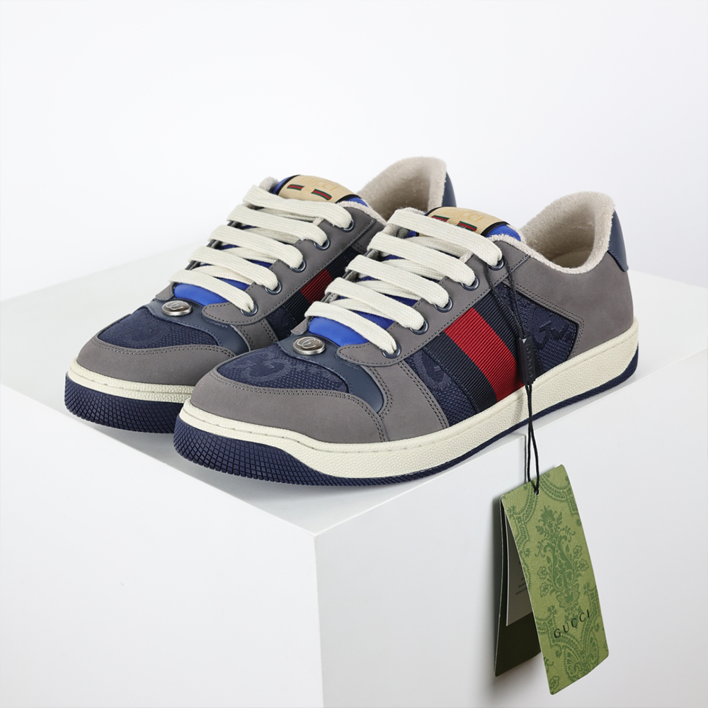 남여 구찌 GG 스크리너 그레이 블루 레드 남여 스니커즈
