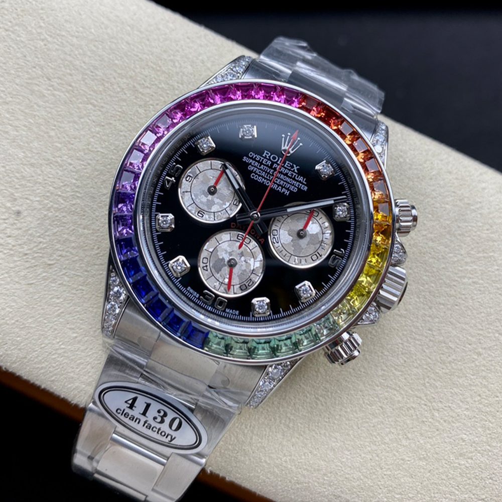 클린공장 롤렉스 데이토나 레인보우 베젤 블랙 8P 다이얼 116599