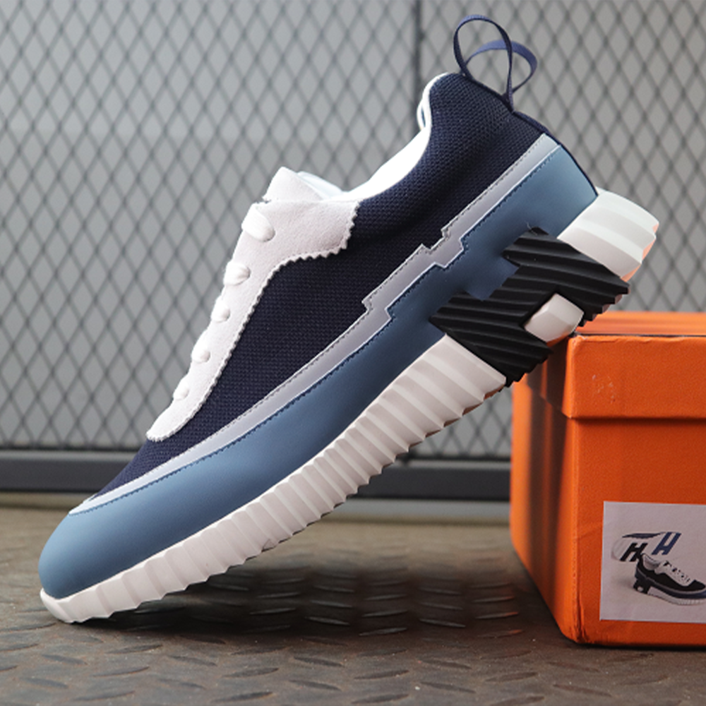 에르메스 바운싱 스니커즈 니트 카프스킨 스웨이드 고트스킨 & 멀티꼴로르 마린