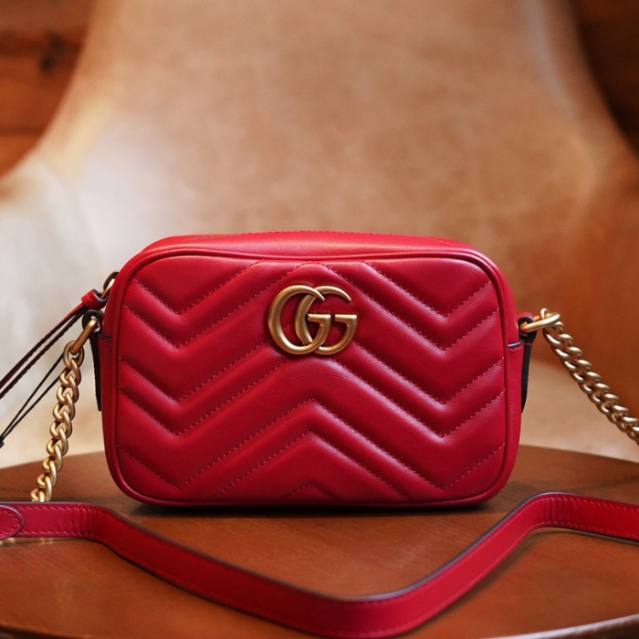 구찌 GG 마몽 마틀라세 미니백 레드