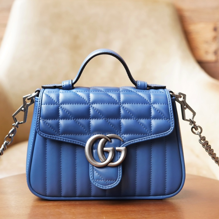 구찌 GG 마몽 토트백 탑핸들백 블루