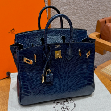 올수공 에르메스 버킨 25 7P/Blue Presse 악어 가죽 골드 하드웨어