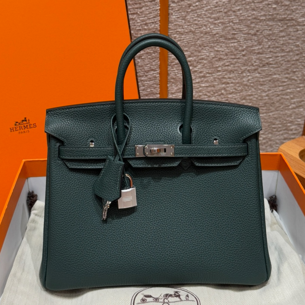 올수공 에르메스 버킨 25 1T/Vert Titien 토고 가죽 실버 하드웨어