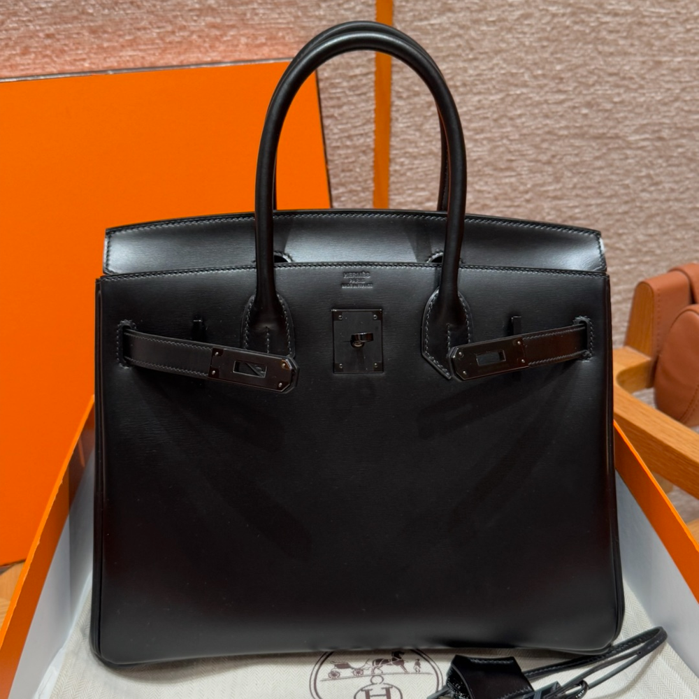 올수공 에르메스 버킨 25 89/noir 박스 가죽 블랙 하드웨어