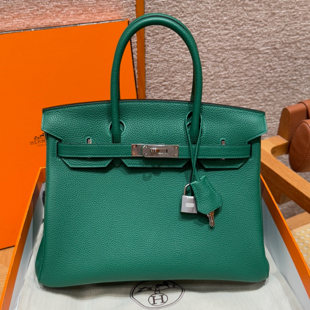 올수공 에르메스 버킨 25 U4/Vert vertigo 토고 가죽 실버 하드웨어