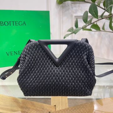 보테가베네타 스몰포인트 퀼팅 탑 핸들백 블랙