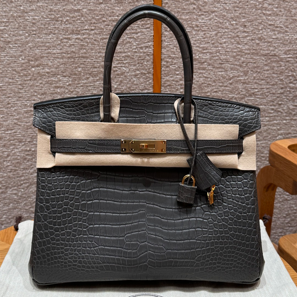 올수공 에르메스 버킨 30 88/Graphite 악어 가죽 골드 하드웨어