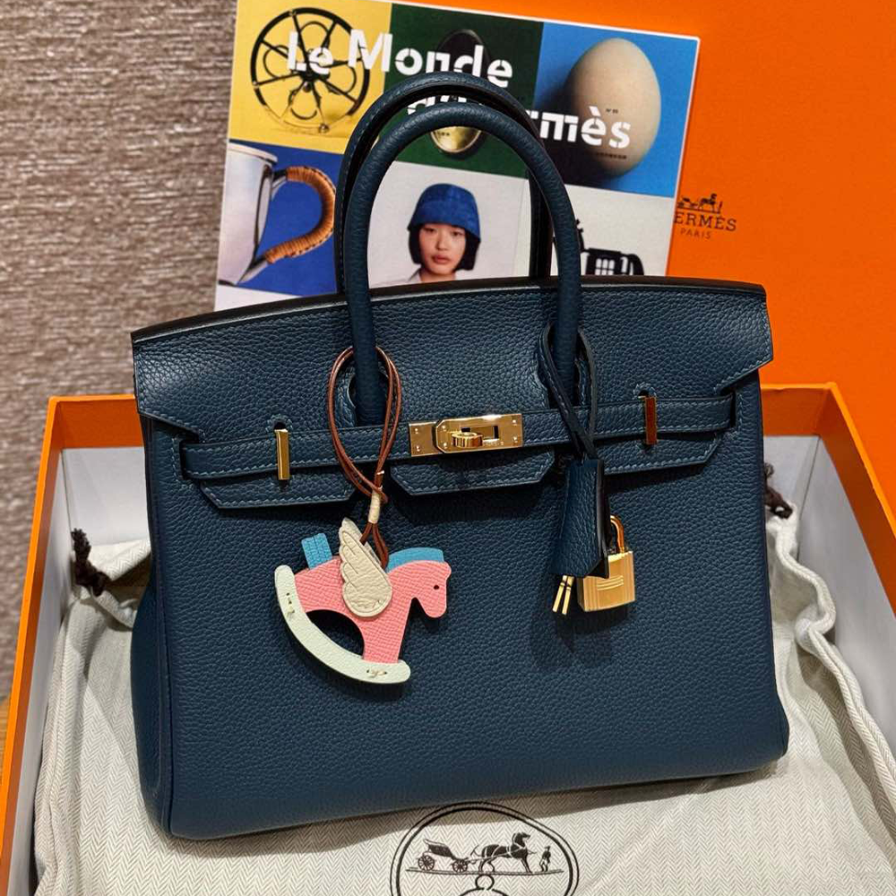 올수공 에르메스 버킨 25 7p/Blue presse 토고 가죽 골드 하드웨어