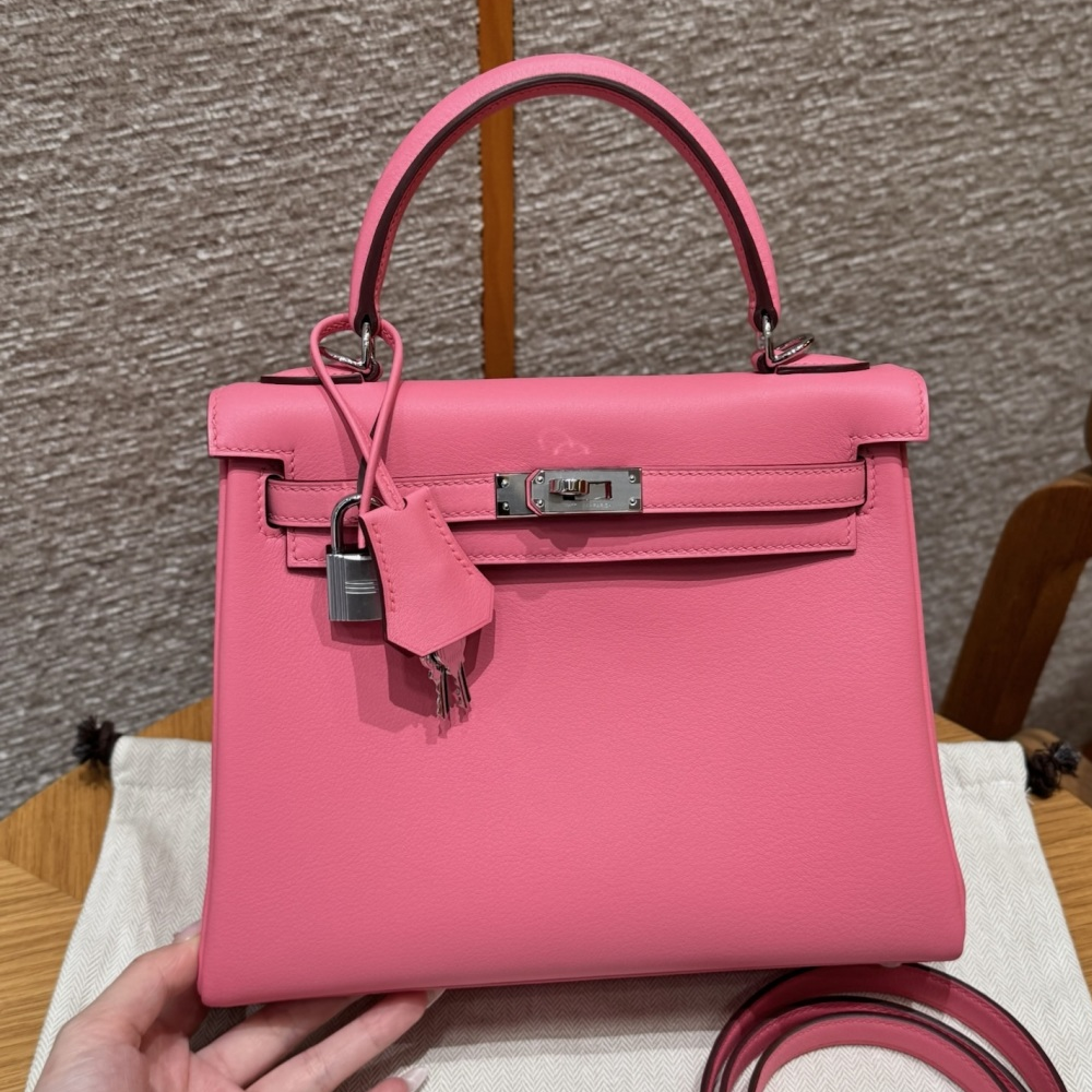 올수공 에르메스 켈리 25 U5/Rose lipstick 스위프트 가죽 실버 하드웨어