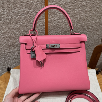 올수공 에르메스 켈리 25 U5/Rose lipstick 스위프트 가죽 실버 하드웨어