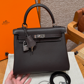 올수공 에르메스 켈리 25 46/Ebene 토고 가죽 실버 하드웨어