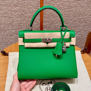 올수공 에르메스 켈리 25 1K/Bambou 토고 가죽 실버 하드웨어