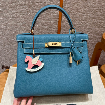 올수공 에르메스 켈리 28 75/Blue Jean 토고 가죽 골드 하드웨어