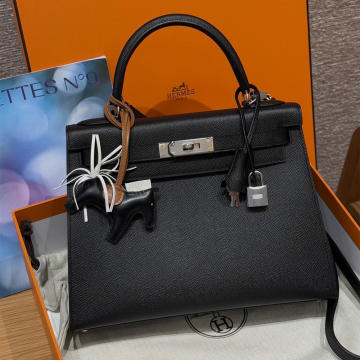 올수공 에르메스 켈리 28 89/noir 엡송 가죽 실버 하드웨어