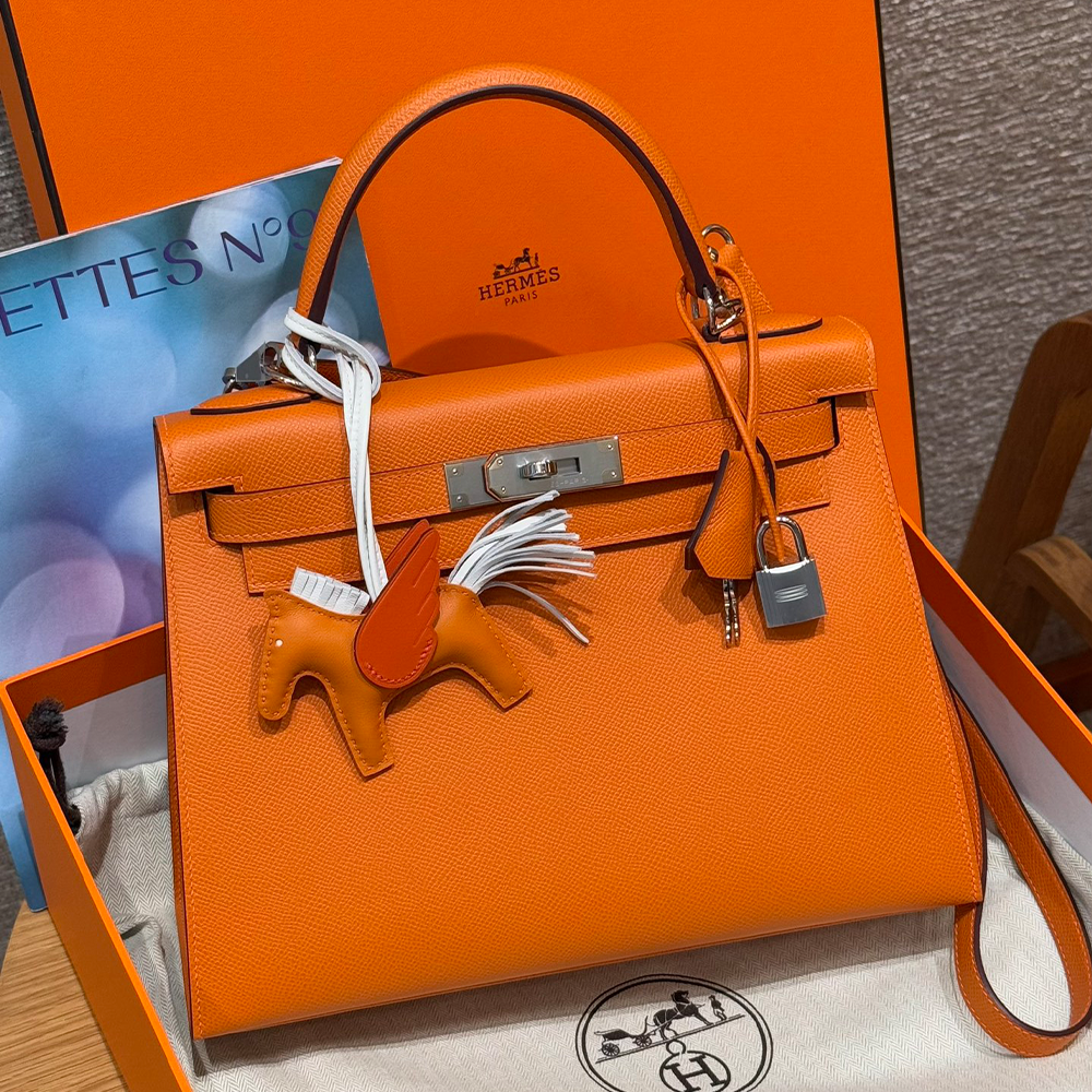 올수공 에르메스 켈리 28 93/Orange 엡송 가죽 실버 하드웨어