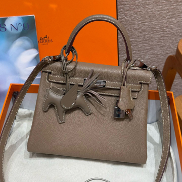 올수공 에르메스 켈리 25 18/Etoupe 토고 가죽 실버 하드웨어