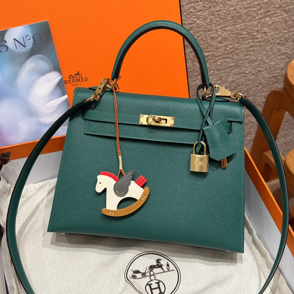 올수공 에르메스 켈리 25 z6/Makachite 엡송 가죽 골드 하드웨어