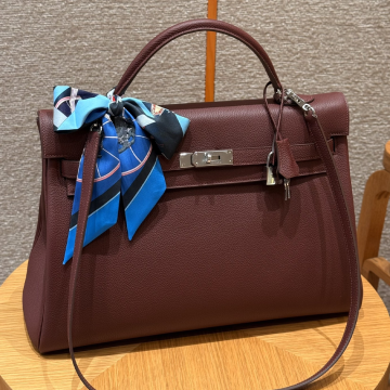 올수공 에르메스 켈리 40 55/Rouge H 토고 가죽 실버 하드웨어