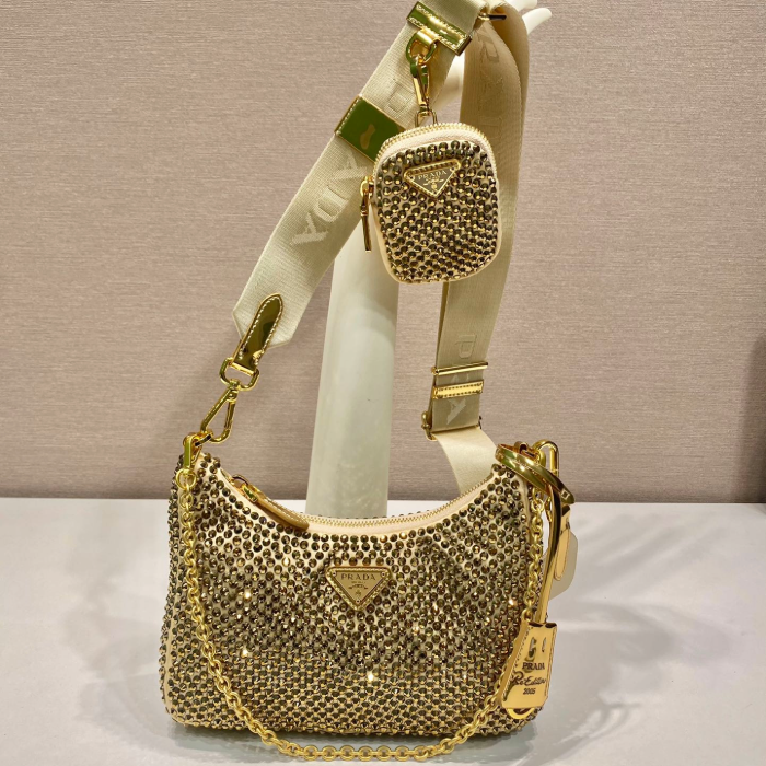 프라다 2005 리에디션 숄더백 골드