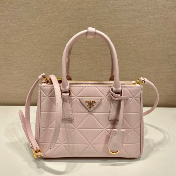 프라다 삼각로고 사피아노 갤러리아 토트백 핑크