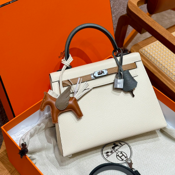 올수공 에르메스 켈리 25 ck10/Craie/0M/chai/0L/Gris Mayer 엡송 가죽 실버 하드웨어