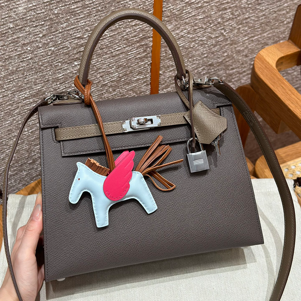 올수공 에르메스 켈리 25 8F/Etain /ck18/Etoup 엡송 가죽 실버 하드웨어