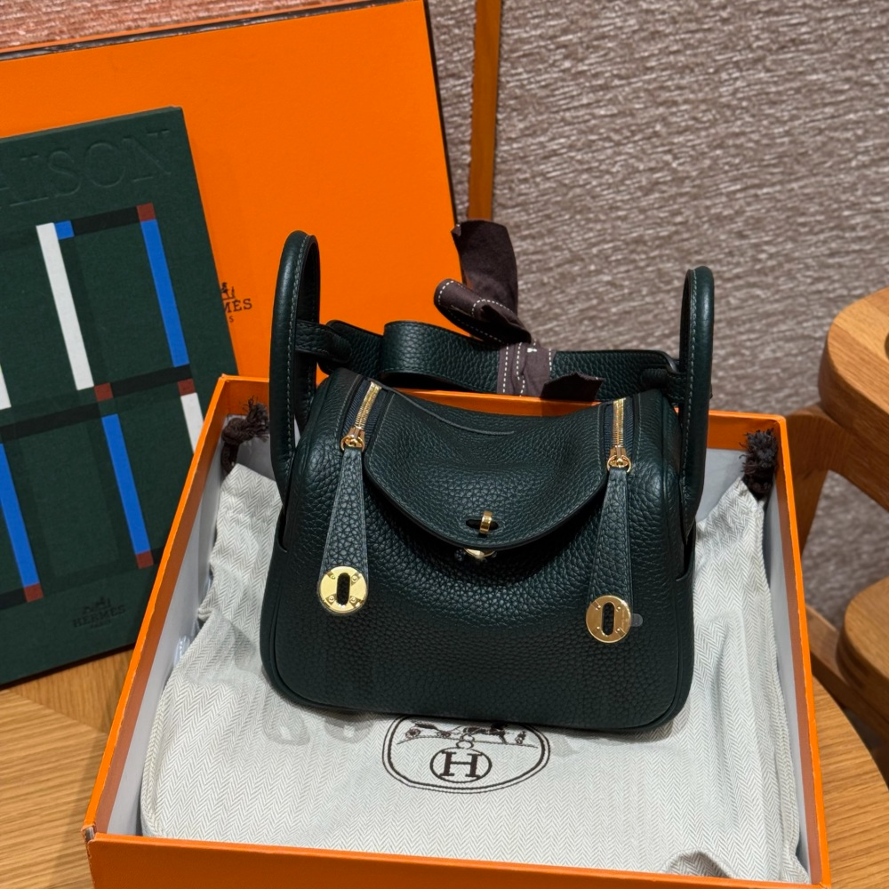 올수공 에르메스 린디 미니 67/Vert fonce 클레망스 골드 하드웨어