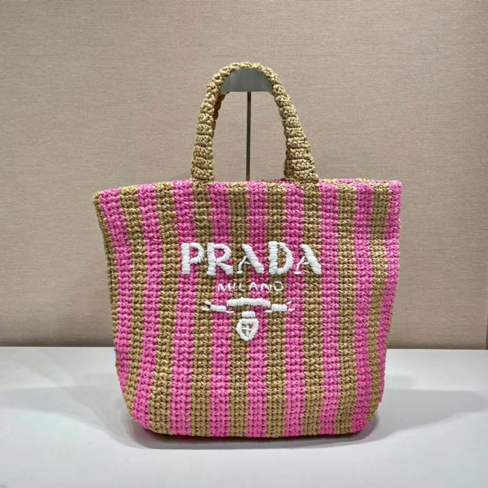프라다 라피아 토트백 핑크