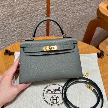 올수공 에르메스 미니 켈리 0L/Gris Meyer 엡송 가죽 골드 하드웨어