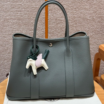 올수공 에르메스 가든파티 36 63/Vert Amanda vache 실버 하드웨어