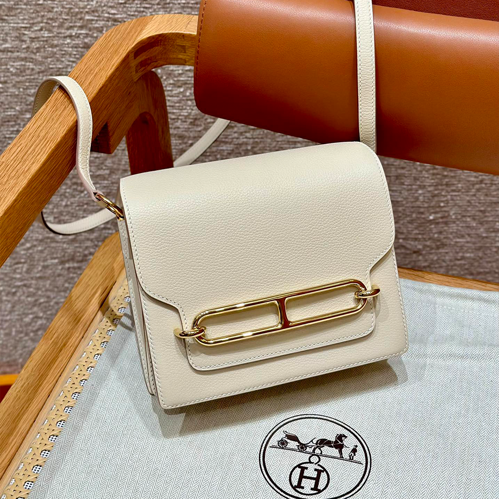 올수공 에르메스 롤리스 18 Craie 에버컬러 가죽 골드 하드웨어