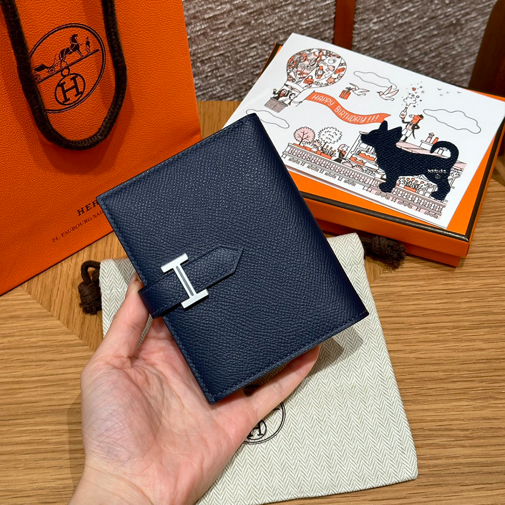 올수공 에르메스 베안 반지갑 Blue saphir 엡송 실버 하드웨어