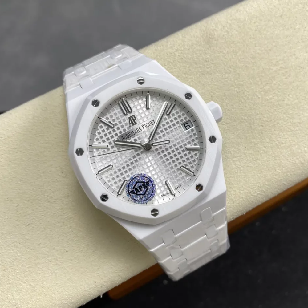 APS공장 오데마피게 로얄오크 화이트 세라믹 화이트 다이얼 15500
