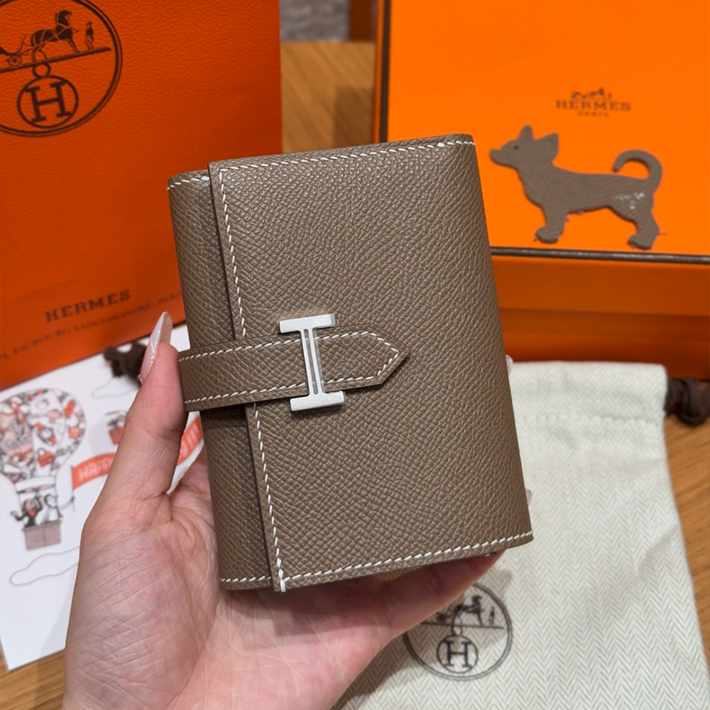 올수공 에르메스 베안 3단 반지갑 Etoupe 엡송 실버 하드웨어