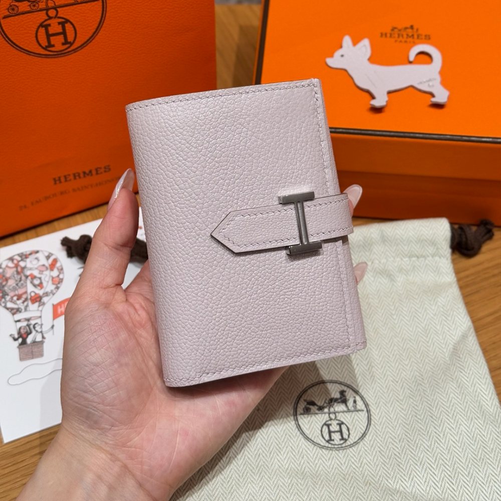올수공 에르메스 베안 3단 반지갑 Mauve pale 체브르 실버 하드웨어