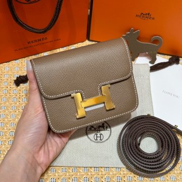 올수공 에르메스 콘스탄스 슬림 지갑 ck18/Etoupe 엡송 골드 하드웨어